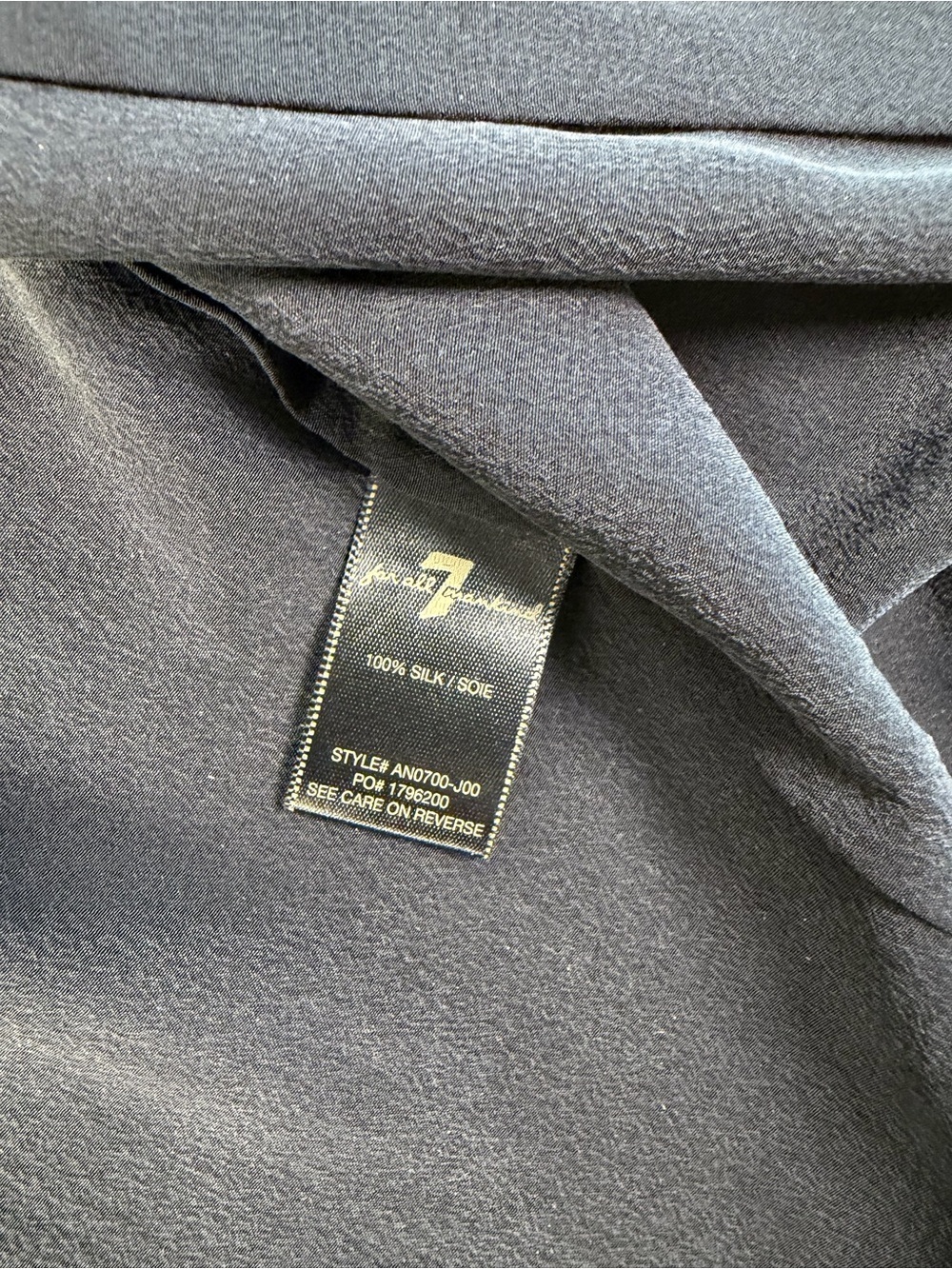100% Silk Seven For All Mankind Black Blouse Size XS - Picture 5 of 10